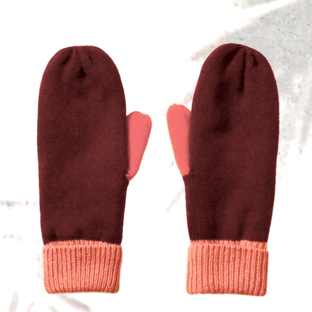 NWT Plum Sherpa lined knit mittens. Purple, pink and orange. CHROMA ECO MITTEN